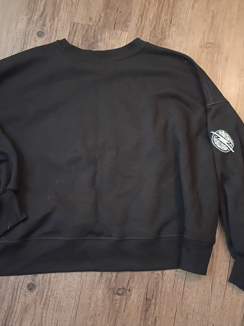 Judith March Black Sweatshirt with Red Sequin Lips